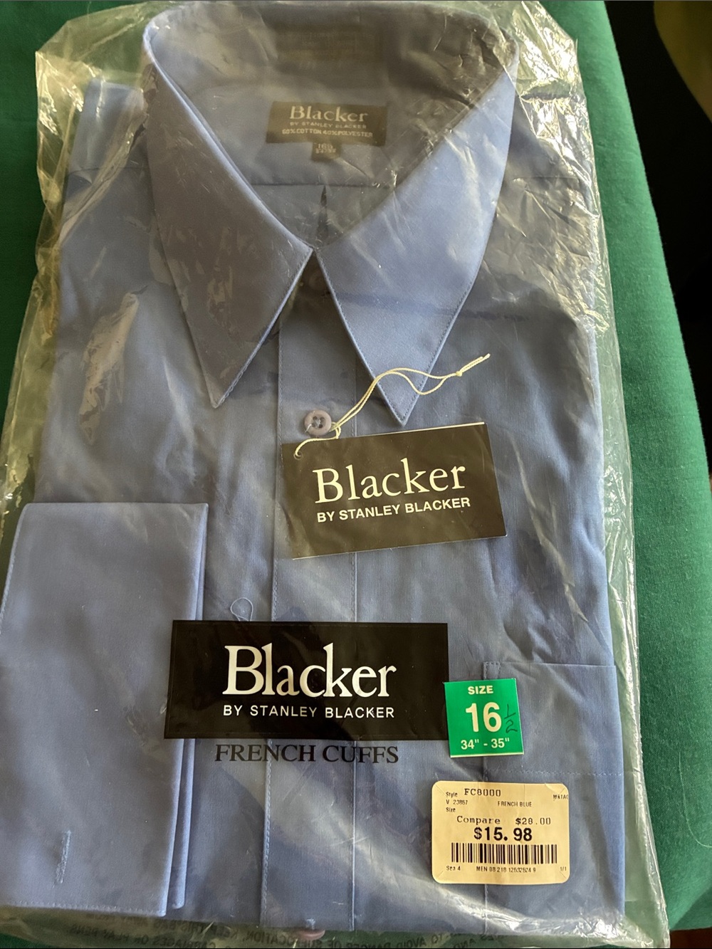 Blacker Men’s Light Blue French Cuff Dress Shirt